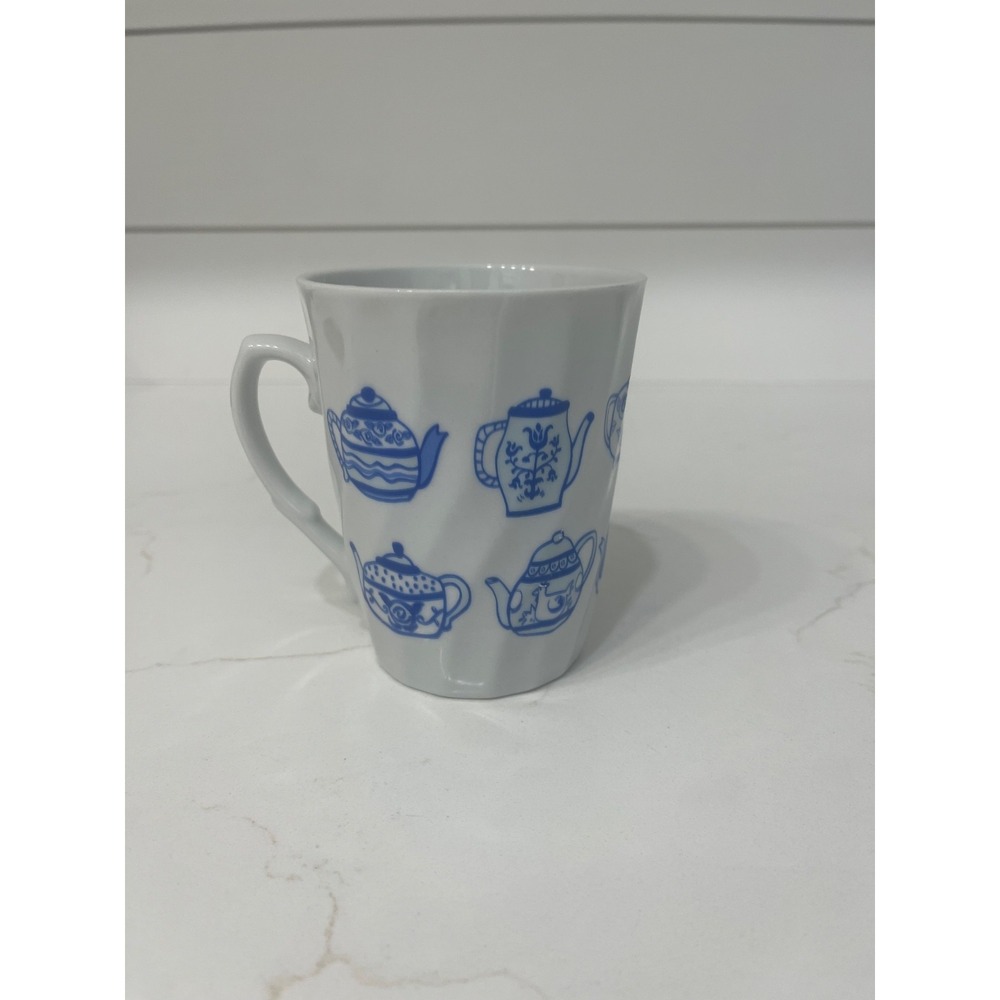 "Blue Tea Pot Carafe Collection Cup White Coffee Mug